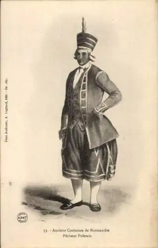 Künstler Ak Normandie, Mann in Tracht, Fischer
