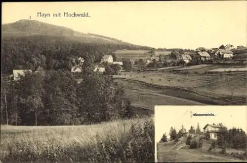 Ak Hain Hayn Oybin Oberlausitz, Panorama, Hochwald, Johannesstein