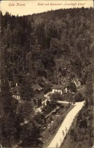 Ak Edle Krone Klingenberg im Erzgebirge, Hotel Unverhofft Glück