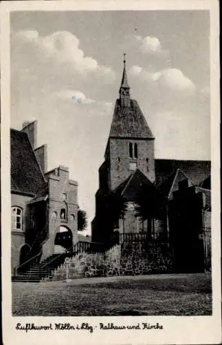 Ak Mölln im Herzogtum Lauenburg, Rathaus, Kirche