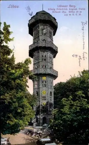 Ak Löbau in Sachsen, König Friedrich August Turm auf dem Löbauer Berg