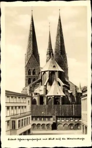 Ak Hansestadt Lübeck, Schrangenfreiheit, Marienkirche