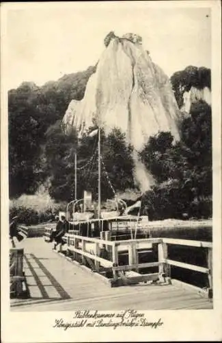 Ak Stubbenkammer Sassnitz auf Rügen, Königstuhl, Landungsbrücke, Dampfer