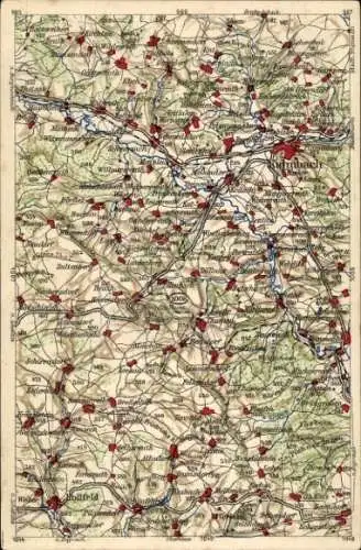 Ak Kulmbach in Oberfranken, Landkarte, Hollfeld, Schirrndorf, Zultenberg, Witzmannsberg, Kirchheim