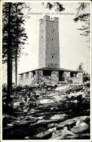 Ak Fichtelgebirge Oberfranken Bayern, Asenturm auf dem Ochsenkopf