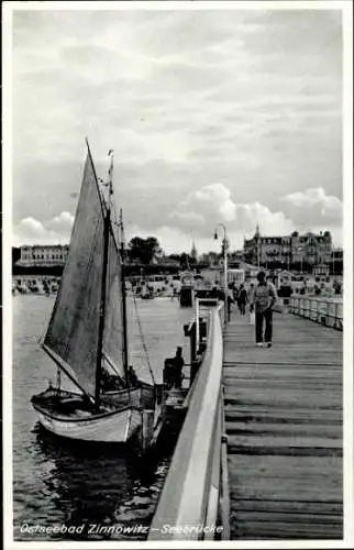 Ak Ostseebad Zinnowitz auf Usedom, Seebrücke