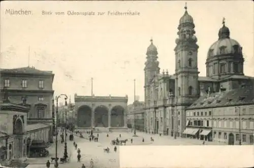 Ak München Bayern, Feldherrnhalle, Odeonsplatz