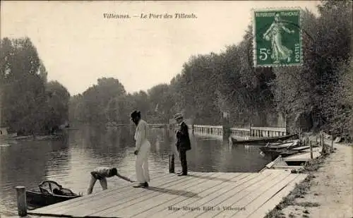 Ak Villennes sur Seine Yvelines, Le Port des Tilleuls