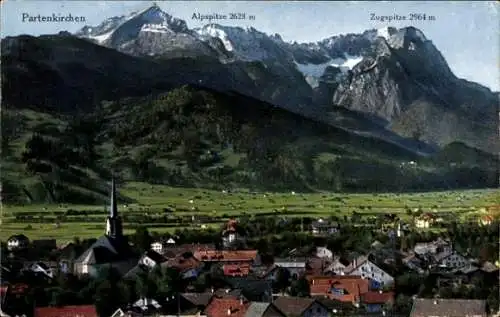 Ak Garmisch Partenkirchen in Oberbayern, Panorama, Alpspitze, Zugspitze