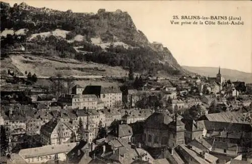 Ak Salins les Bains Jura, Vue prise de la Cote Saint-Andre