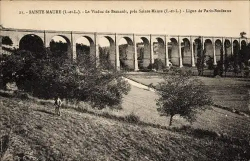 Ak Sainte Maure de Touraine Indre et Loire, Viaduc de Besnault, pres Sainte-Maure