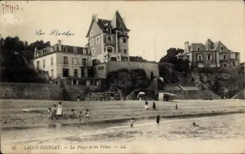 Ak Saint Enogat Dinard Ille et Vilaine, La Plage et le Villas