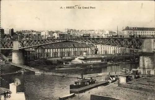 Ak Brest Finistère, Le Grand Pont