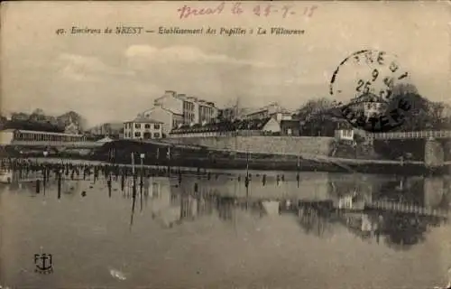 Ak Brest Finistère, Etablissement des Pupilles a La Villeneaue