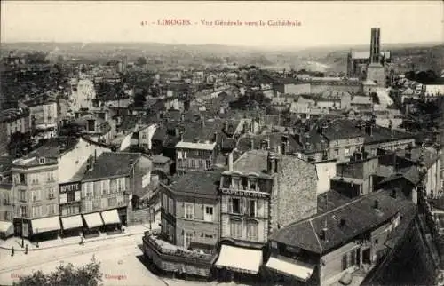 Ak Limoges Haute Vienne, Vue Genreale vers la Cathedrale