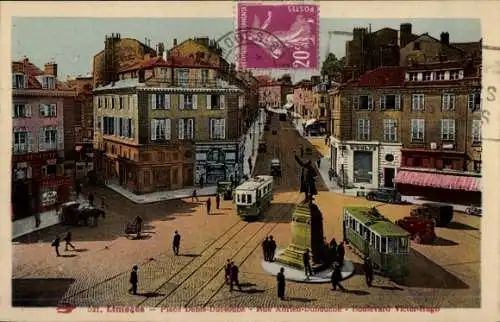 Ak Limoges Haute Vienne, Place Denis-d'qelquouls, Rue, Boulevard Victor-Hugo, Eisenbahn