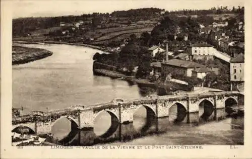 Ak Limoges Haute Vienne, Vallee de la Vienne et le Pont Saint-Etienne