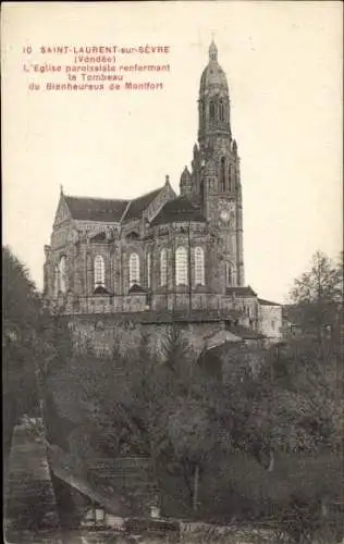 Ak Saint Laurent sur Sèvre Vendée, L'Eglise paroissiale renfermant le Tombeau du Bienheureux de