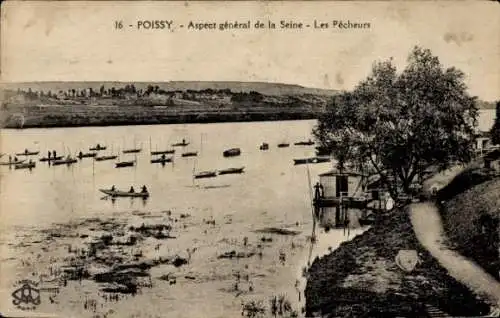 Ak Poissy Yvelines, Seine, Fischerboote