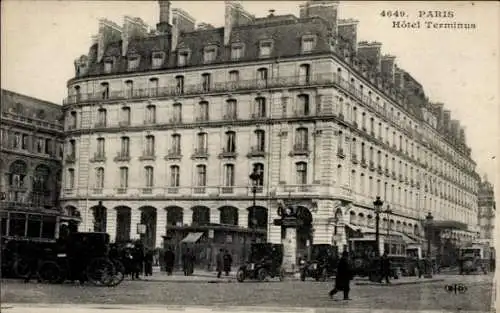 Ak Paris VIIIe Élysée, Rue Saint Lazare, Hotel Terminus