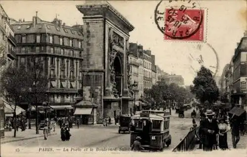 Ak Paris X, Porte Saint Denis, Boulevard Saint Denis