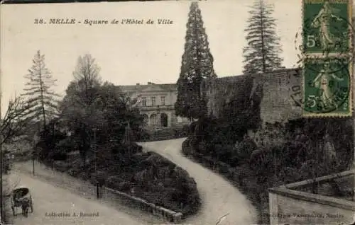 Ak Melle Deux Sèvres, Square de l'Hotel de Ville