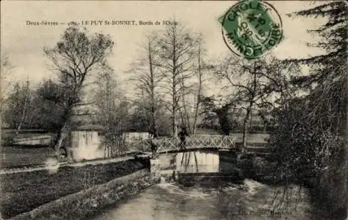 Ak Le Puy Saint Bonnet Deux Sèvres, Bords de l'Ouin, Brücke