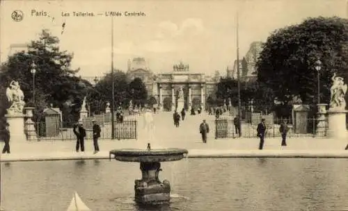 Ak Paris I Louvre, Jardin des Tuileries, Central Allée