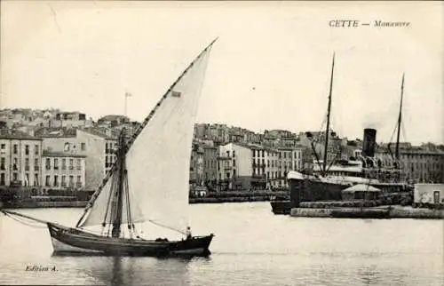 Ak Cette Hérault, Manoeuvre, Segelboot, Dampfer