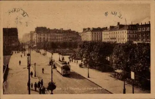 Ak Le Havre Seine Maritime, Pariser Straße, Straßenbahn