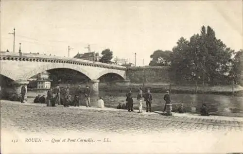 Ak Rouen Seine Maritime, Quai, Pont Corneille