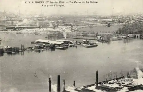 Ak Rouen Seine Maritime, Panorama, Vue prise d'Eauplet, Winter