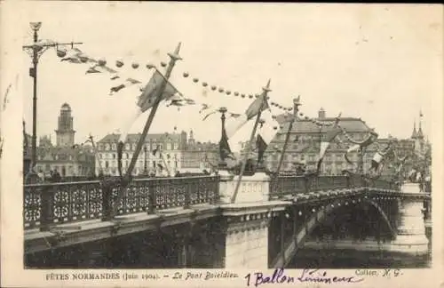 Ak Rouen, Fetes Normandes, Le Pont Boieldieu