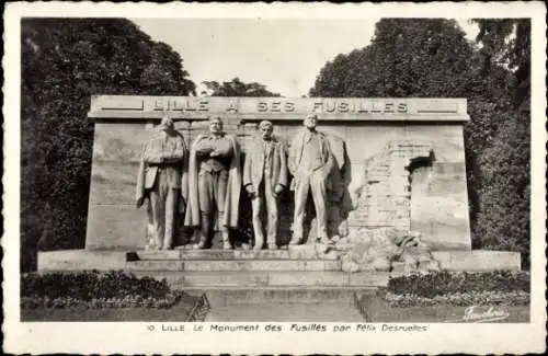 Ak Lille Nord, Le Monument des Fusilles par Felix Dermuelles