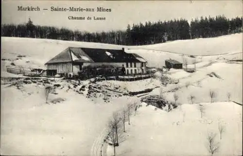 Ak Sainte Marie aux Mines Markirch Elsass Haut Rhin, Chaume de Lusse, Winter