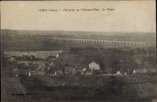 Ak Gien Loiret, Vue prise du Chateau d'Eau, Le Viaduc