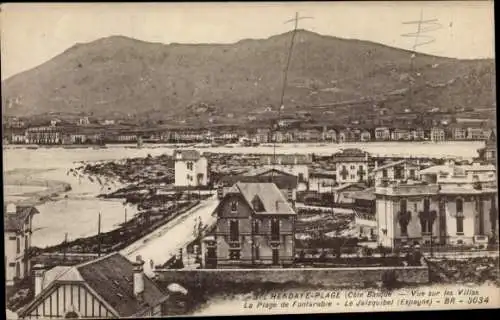 Ak Hendaye Pyrénées-Atlantiques, Vue sur les Villas, Plage de Fontarabre, Le Juizquibel