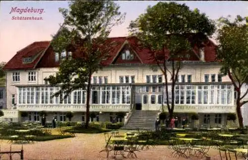 Ak Magdeburg, Schützenhaus, Terrasse