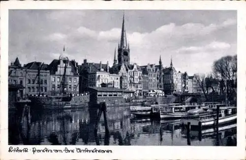 Ak Hansestadt Lübeck, Hafen, Kirchturm