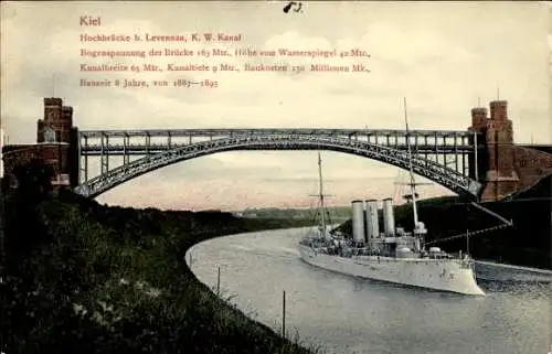 Ak Kiel, Hochbrücke bei Levensau, K. W. Kanal