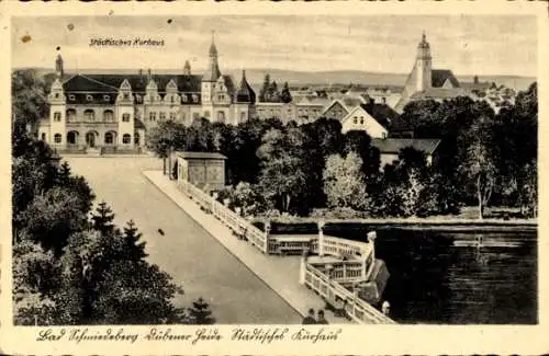 Ak Bad Schmiedeberg in der Dübener Heide, Brücke zum städtischen Kurhaus