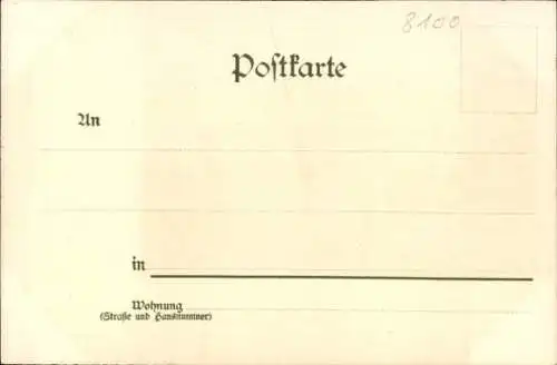 Litho Garmisch Partenkirchen in Oberbayern, Gehöft, Gebirgspartie