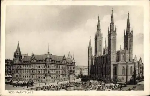 Ak Wiesbaden, Marktplatz, Kirche