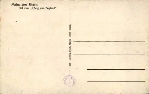 Ak Mainz in Rheinland Pfalz, Hof zum König von England, Hinterhof, Karren, Rohrmöbel