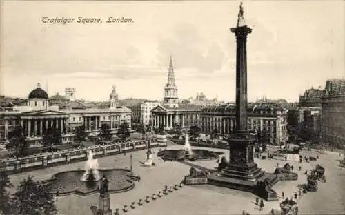 Ak London England, Trafalgar Square, Nelson Monument