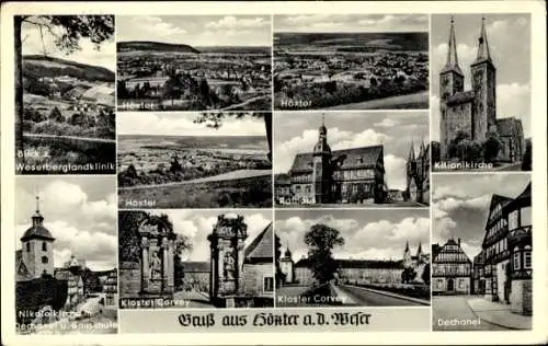 Ak Höxter in Nordrhein Westfalen, Kiliankirche, Dechanei, Kloster Corvey, Nikolaikirche, Klinik