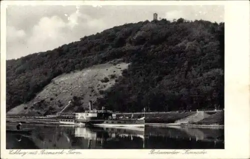 Ak Kemnade Bodenwerder an der Weser, Eckberg, Bismarck-Turm, Schiff