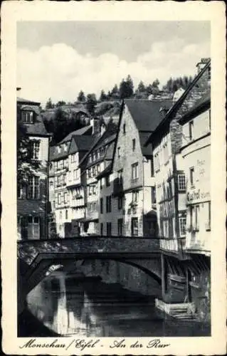 Ak Monschau Eifel, An der Rur, Gasthof, Brücke, Häuser