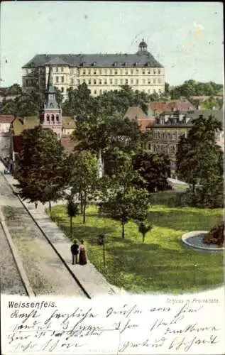 Ak Weißenfels in Sachsen Anhalt, Schloss mit Promenade