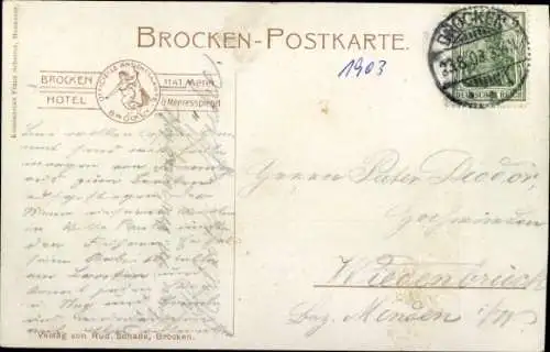 Künstler Ak Hammel, Otto, Brocken im Harz, Aufstieg zum Brockenhotel